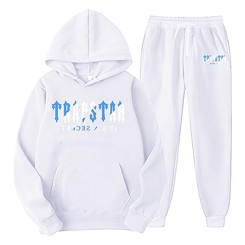 Trapstar Anzug Herren Trapstar Jogginganzug 2-teilig Herbst Leichte Trapstar Logo Trainingsanzug Sportanzug Tracksuit Unisex Jogging Anzug Set mit Hoodie und Hose Unisex Sportswear Suit S-3XL von BIKETAFUWY