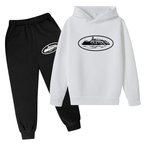 Trapstar Anzug Kinder Trapstar Jogginganzug 2-teilig Herbst Leichte Trapstar Logo Trainingsanzug Sportanzug Tracksuit Schwarz Jungen Mädchen Unisex Jogging Anzug Set mit Pullover und Sporthosen von BIKETAFUWY