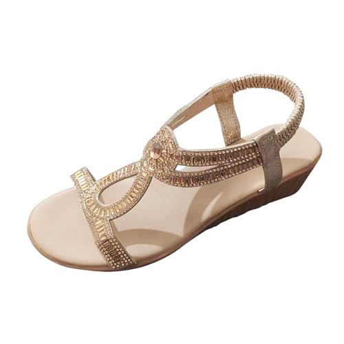 Zehentrenner Sandalen Damen Anti-Rutsch keilsandalen Einfarbig Strandschuhe Sommerschuhe Damensandalette Peep Toe Freizeitschuhe Slingback Muffin Weiche Sohle Komfortables Sommersandalen von BIKETAFUWY