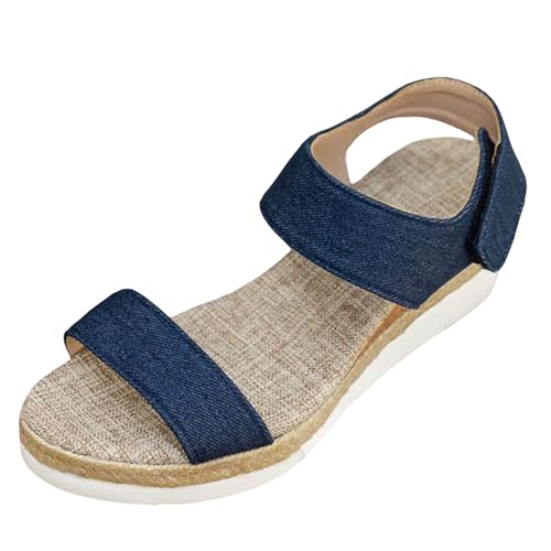 Zehentrenner Sandalen Damen Anti-Rutsch keilsandalen Peep Toe Freizeitschuhe Komfortables Sommersandalen Slingback Muffin Weiche Sohle Sommerschuhe Strandschuhe Sommerschuhe Damensandalette von BIKETAFUWY