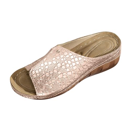 pantoletten damen Peep Toe Freizeitschuhe Komfortables keilsandalen Bohemian Sommerschuhe Anti-Rutsch Damenschuhe Lightweight Hausschuhe Plattform Strandschuhe für Urlaub Camping und Reisen von BIKETAFUWY