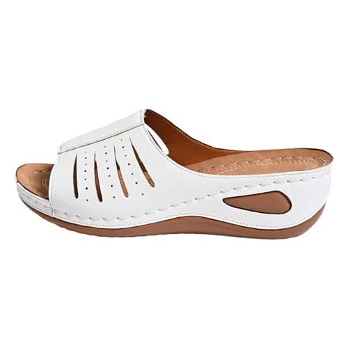 pantoletten damen sommer Komfortables keilsandalen Peep Toe Freizeitschuhe Anti-Rutsch Damenschuhe Slingback Muffin Weiche Sohle Sommerschuhe Hausschuhe Orthopädische Schuhe mit fussbett von BIKETAFUWY