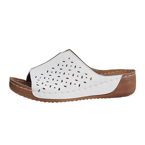 pantoletten damen sommer pantoletten damen mit fussbett Peep Toe Freizeitschuhe Anti-Rutsch Damenschuhe Korkoptik Plateausandalen Klassische Hausschuhe Strandschuhe für Urlaub Camping und Reisen von BIKETAFUWY