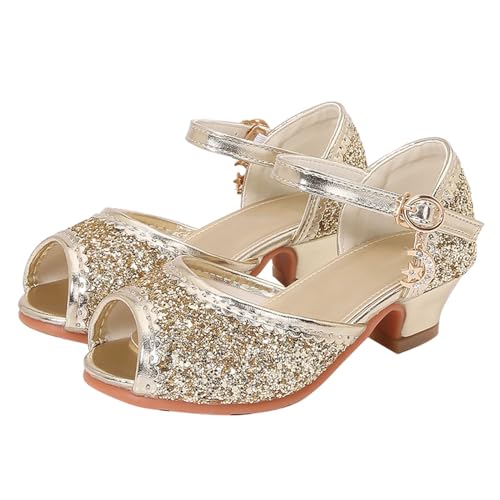 sandalen mädchen 33 Plateausandalen Sommersandalen mit Klettverschluss Peep Toe Strandsandalen Prinzessin Schuhe Elegant Glänzenden Abendschuhe Bohemian Sandaletten Freizeitschuhe von BIKETAFUWY