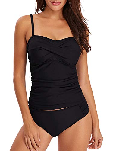 BIKINX Tankini-Badeanzüge für Damen, Übergröße, Bademode, Bauchkontrolle, zweiteiliger Badeanzüge - Schwarz - 42-44 von BIKINX