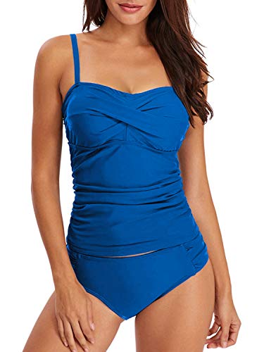 Bikinx Tankini für Frauen, Übergröße, Bademode, Bauchkontrolle, zweiteiliger Badeanzug - Violett - 38-40 von BIKINX