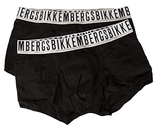 BIKKEMBERGS Boxer Herren 2er-Pack Boxershorts aus elastischer Baumwolle Gummizug auf Sicht Unterwäsche Artikel BKK1UTR01BI BI Pack Trunk, Black, XL von BIKKEMBERGS