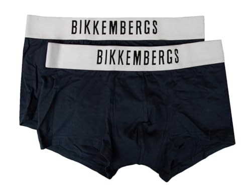 BIKKEMBERGS Herren-Boxershorts, 2er-Pack, Stretch-Baumwoll-Boxershorts, sichtbare, elastische Unterwäsche, Artikel BKK1UTR10BI, Bi-Pack-Unterhosen, Navy, L von BIKKEMBERGS