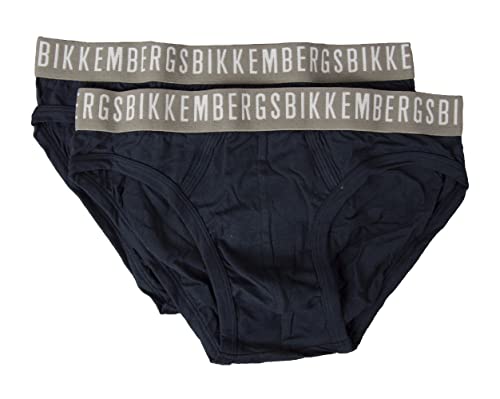 BIKKEMBERGS Herren-Slips 2er-Pack sichtbare elastische Baumwoll-Stretch-Unterwäsche Artikel BKK1USP02BI BIPACK Briefs, Navy, M von BIKKEMBERGS