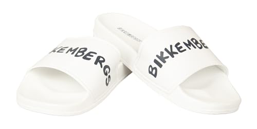 BIKKEMBERGS Herren-Strand- oder Pool-Slipper mit Logo, Artikel BKK3MSR03, Serie Basic, White, 44 von BIKKEMBERGS