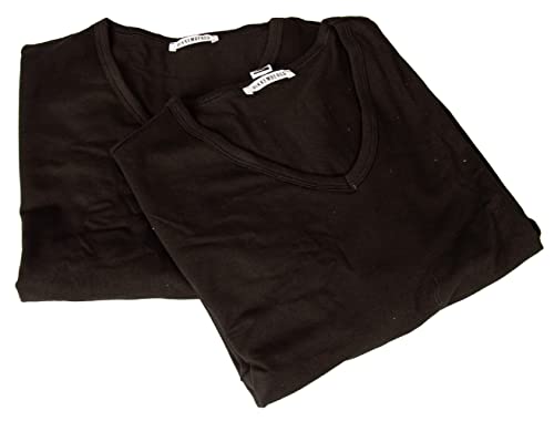 BIKKEMBERGS Herren T-Shirt 2er Pack T-Shirts Kurzarm V-Ausschnitt Stretch-Baumwolle Doppelpack Artikel BKK1UTS02BI BIPACK, Black, S von BIKKEMBERGS