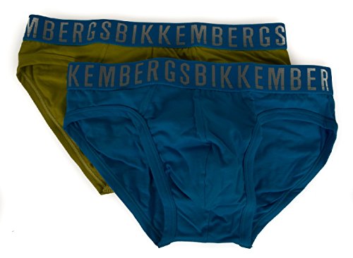 BIKKEMBERGS Packung mit 2 Slips Mann Artikel B4S3002, 2565 Turchese/Verde Acido, XL von BIKKEMBERGS