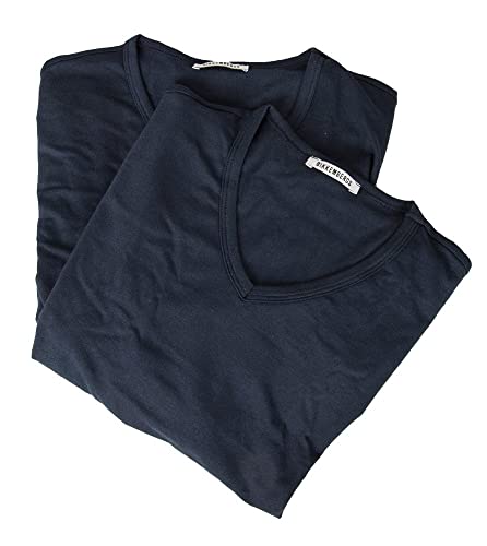 Bikkembergs 2er-Pack Unterwäsche-T-Shirts mit V-Ausschnitt – Herren – Stretch-Baumwolle (Blau L) von BIKKEMBERGS