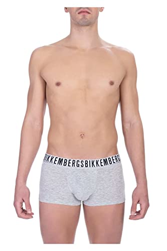 Bikkembergs Boxershorts für Herren, 2er-Pack, Boxershorts aus elastischer Baumwolle, Underwear, Artikel BKK1UTR01BI Pack Trunk, Melange Grey, M von BIKKEMBERGS