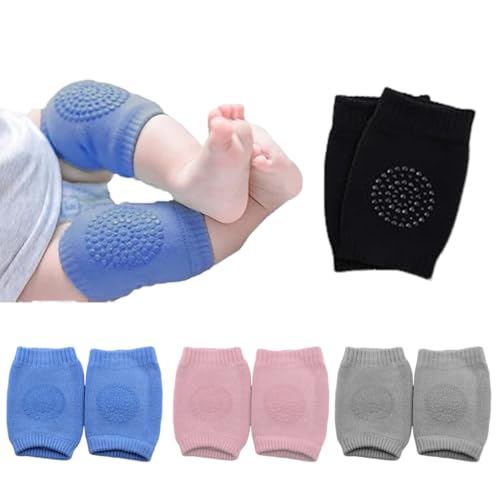 BIKPRST Knee Pads Baby Crawling Set Of 4 - Non-Slip Crawling Aid - Girls Boys Crawling Pads With Rubber Dots Elastic Baby Knee Pads In 4 Colours - Baby Knee Socks With Non-Slip Nubs von BIKPRST