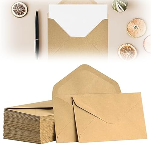 BIKPRST Pack Of 50 Brown Envelopes Din B6 Envelopes Without Window Kraft Paper Envelopes Vintage Envelope With Wet Adhesive For Wedding Greeting Cards Invitations von BIKPRST