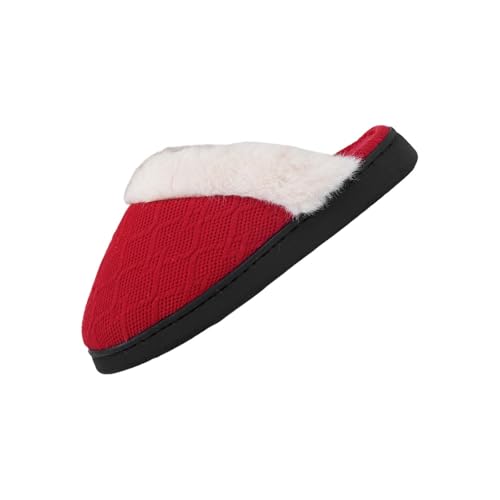 BILIKEYU Damen Herren Hausschuhe Flache Weiche Baumwolle Flach rutschfest Plüsch Flauschige Warm Memory Foam Hausschuhe Unisex Schuhe Pantoffeln Home Slipper gr 36 Rot von BILIKEYU