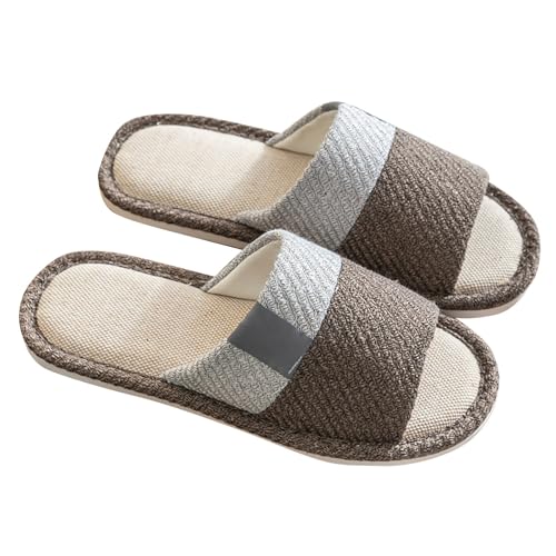 BILIKEYU Damen Herren Winter Casual Hausschuhe Flache Offene Bequeme rutschfeste Slip On Home Slipper Bequeme Indoor Schlafzimmer Winter Warm Weiche Pantoffeln gr 40 Kaffee von BILIKEYU