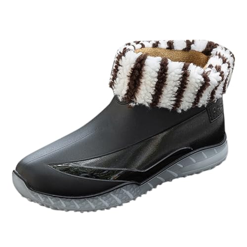 BILIKEYU Damen Kurzstiefel Regenstiefel Baumwolle Gefüttert Herausnehmbar Und Waschbar Zum Arbeiten Angeln rutschfest Wasserdicht Warm Gummi-Regenstiefel Gummistiefel gr 39 Schwarz von BILIKEYU