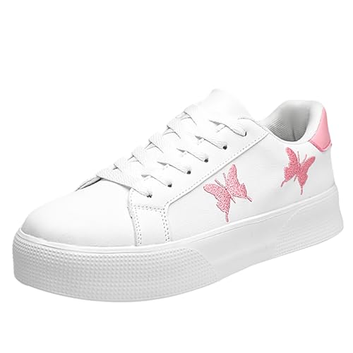 BILIKEYU Damen Sneaker Sportschuhe Mode Schmetterling Print Casual Leichte rutschfeste Atmungsaktive Bequeme Weiche Freizeitschuhe Walkingschuhe gr 41 Rosa von BILIKEYU
