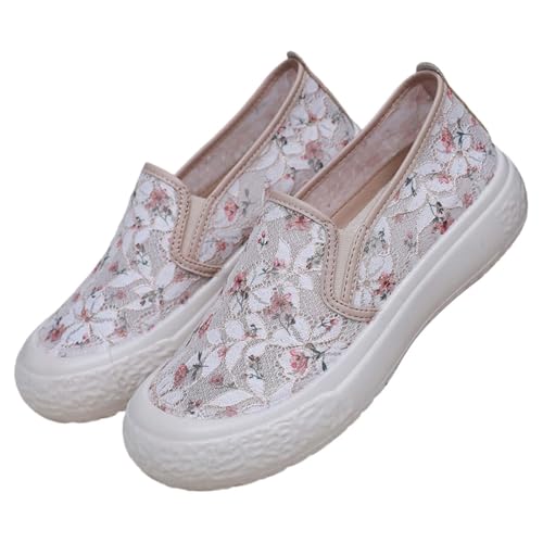 BILIKEYU Damen Sneakers Gestreiftes Mesh Besticktes Elegant Atmungsaktive Leichte Weiche Bequem Freizeitschuhe rutschfeste Gehen Schuhe Walkingschuhe gr 38 Hot Rosa von BILIKEYU