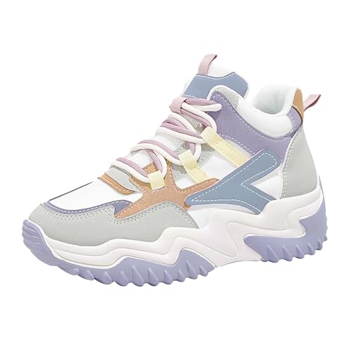 BILIKEYU Damen Sneakers High Top Schnürer rutschfeste Weiche Dicker Sohle Freizeitschuhe Turnschuhe Leichte Sportschuhe Wandersportschuhe Gehen Schuhe gr 39 Rosa von BILIKEYU