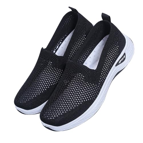 BILIKEYU Damen Sneakers Sportschuhe Slip in Stoffschuhe Mesh Atmungsaktive Weiche Sohle Bequem rutschfeste Orthopädische Freizeitschuhe Walkingschuhe Outdoor Gehen Schuhe gr 41 Schwarz von BILIKEYU