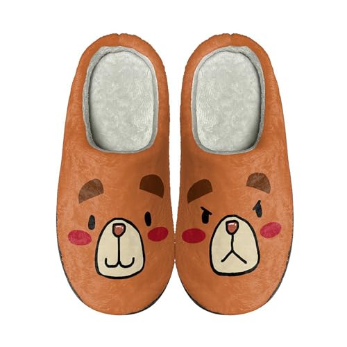 BILIKEYU Hausschuhe Damen Herren Haus Schuhe Plüsch Flauschige Pantoffeln Lustig Kuschelige Home Slipper Winter Warm rutschfeste Hausschlappen Schlafzimmer gr 40 Braun2 von BILIKEYU