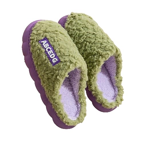 BILIKEYU Hausschuhe Damen Warm Pantoffeln Haus Schuhe Indoor Schlafzimmer Plüsch Baumwolle rutschfeste Bequeme Memory Foam Home Slipper Winter gr 36 Grün von BILIKEYU