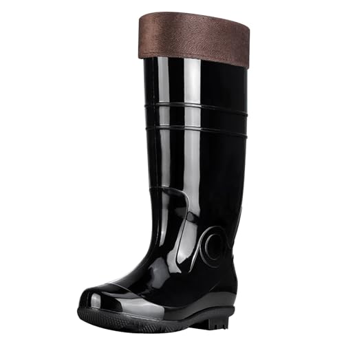 BILIKEYU Hohe Regenstiefel Für Damen Mit Samt Gefüttert Herausnehmbar Und Waschbar rutschfest Wasserdicht Warm Gummi-Regenstiefel Gummistiefel Für Arbeit Angeln Küche (Z2-Black, 44) von BILIKEYU