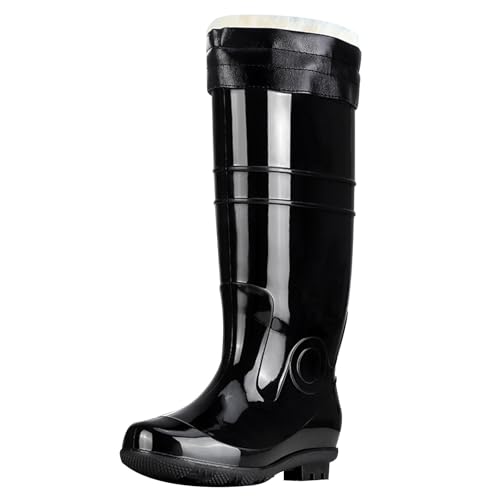 BILIKEYU Hohe Regenstiefel Für Damen Mit Samt Gefüttert Herausnehmbar Und Waschbar rutschfest Wasserdicht Warm Gummi-Regenstiefel Gummistiefel Für Arbeit Angeln Küche (Z2-Grey, 42) von BILIKEYU