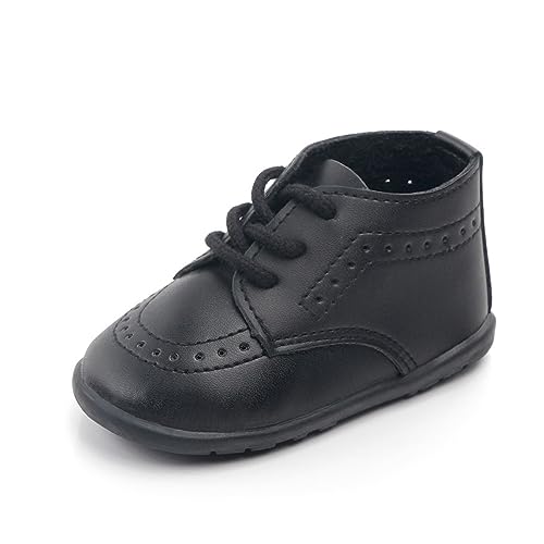 BILIKEYU Kleinkind Kinder Baby Mädchen Niedlich PU Erster Spaziergang Freizeitschuhe Weiche Sohlen Kleinkind Schuhe Kinder Elegante Schuhe Jungen (Black, 22 Infant) von BILIKEYU