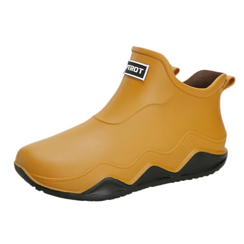 BILIKEYU Regenstiefel Damen Herren Flach rutschfest Wasserdicht Gummi-Regenstiefel Für Arbeit Angeln Autowäsche Küche Gummistiefel Kurze Stiefel gr 37 Gelb von BILIKEYU