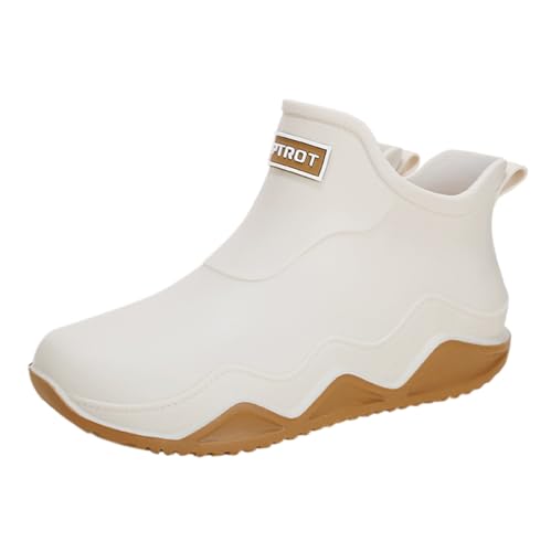BILIKEYU Regenstiefel Damen Herren Flach rutschfest Wasserdicht Gummi-Regenstiefel Für Arbeit Angeln Autowäsche Küche Gummistiefel Kurze Stiefel gr 38 Weiß von BILIKEYU