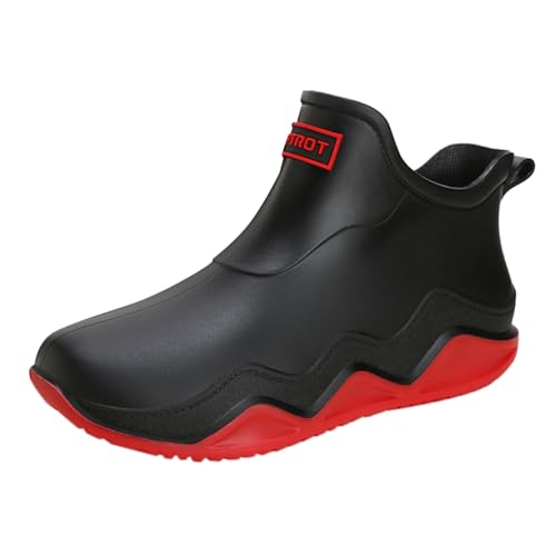 BILIKEYU Regenstiefel Damen Herren Flach rutschfest Wasserdicht Gummi-Regenstiefel Für Arbeit Angeln Autowäsche Küche Gummistiefel Kurze Stiefel gr 39 Rot von BILIKEYU