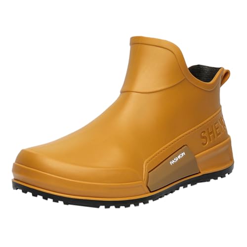BILIKEYU Regenstiefel Damen Herren Flach rutschfest Wasserdicht Gummi-Regenstiefel Für Arbeit Angeln Autowäsche Küche Gummistiefel Kurze Stiefel gr 41 Braun von BILIKEYU