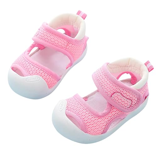 BILIKEYU Säugling Baby Kleinkind Kinder Erste Wanderschuhe Geschlossene Zehe Atmungsaktive Weiche Sohle Leichte Outdoor-Sandale 0 bis 2 Jahr (Pink, 12-18 Months) von BILIKEYU