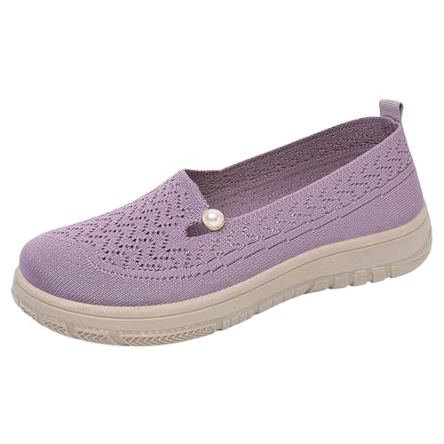 BILIKEYU Sneaker Damen Bequeme Slip On Sport Wanderschuhe Atmungsaktive Mesh Leichte Gestrickte Turnschuhe Weiche Sohle rutschfeste Freizeit Outdoor Gehen Sportschuhe gr 39 von BILIKEYU