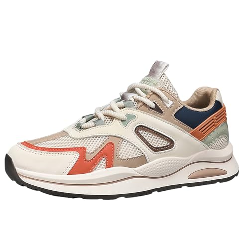 BILIKEYU Sneaker Herren Mode Casual Flache rutschfeste Leichte Mode Patchwork Mesh Atmungsaktive Workout Laufen Gehen Schuhe Weiche Bequem Sportschuhe Walkingschuhe gr 43 Orange von BILIKEYU