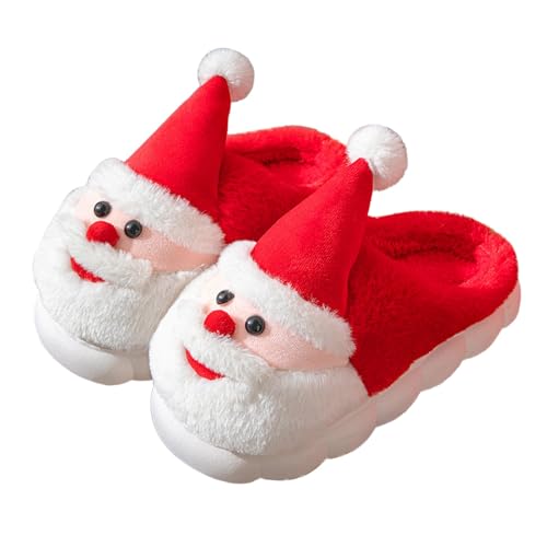 BILIKEYU Weihnachten Urlaub Hausschuhe Damen Herren Niedliche Mode Warme Winter Baumwollpantoffeln Weiche Schuhe Rutschfesten Indoor Schlafzimmer Haus Schuhe gr 42 Rot von BILIKEYU