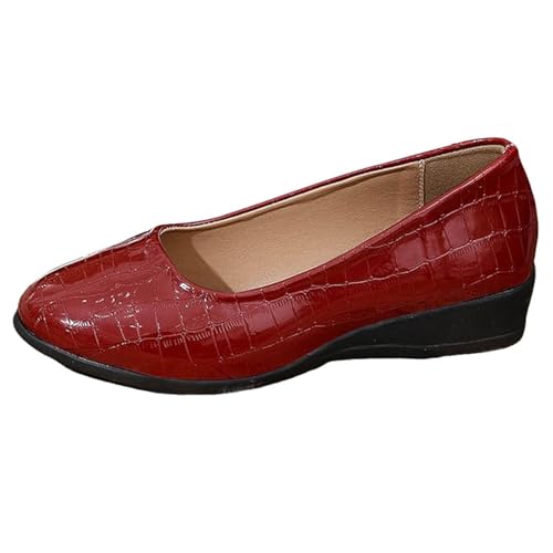 Damen Ballerina Slip On Keilabsatz Schuh Leicht Bequeme Einfache Flache Spitze Zehe Weiche Freizeitschuhe rutschfest Outdoor Walking Schuhe Elegant für Frauen gr 37 von BILIKEYU
