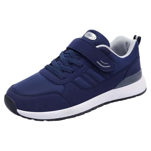 Damen Herren Sneaker Sportschuhe Leichte Schnürer Laufschuhe Atmungsaktive Bequeme Memory Foam rutschfeste Orthopädische Freizeitschuhe Walkingschuhe Running Shoes Women gr 43 Blau-A von BILIKEYU