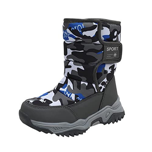 Kinderschuhe Camouflage Schneestiefel Mädchen Jungen Outdoor Stiefel Wasserdichte Warme Stiefel Baumwolle Schneestiefel Winterstiefel 36 Jungen (CE1, 35.5 Big Kids) von BILIKEYU