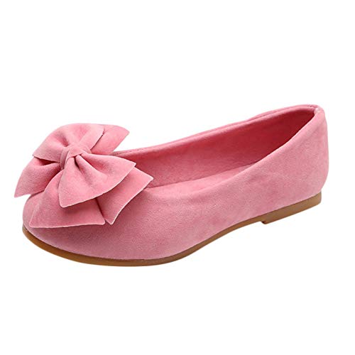 Mädchen Prinzessin Schuhe Elegant Schleife Weiche Flache Ballerinas Schuhe Bequem Kinderschuhe Tanzschuhe Abendschuhe Geburtstagsparty Freizeitschuhe (Pink, 27 Little Kid) von BILIKEYU