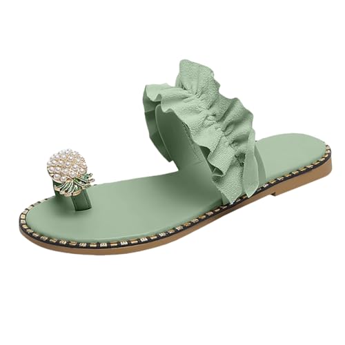 Sandalen Damen Flache Offene Schuhe Hausschuhe Sommerschuhe Leicht rutschfest Bequem Elegant Perle Sandalen Flip Flops Freizeit Strand Schuhe gr 37 von BILIKEYU