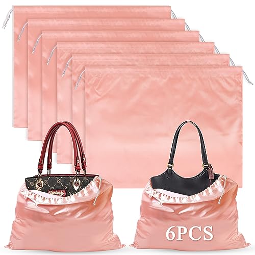 BILIPLE Schuhtasche Kordelzugbeutel,6 Stück Aufbewahrungsbeutel Aufbewahrungstasche aus Seide Handtaschen-Organizer Kordeltasche für Handtasche Geldbörse Taschenbücher Schuhe Stiefel (Rosa) von BILIPLE