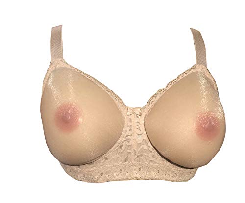 BIMEI Crossdressing Transparenter BH für Silikonbrustformen Mastektomie Dessous-BH Unisex bügelfrei, Beige, 110C von BIMEI