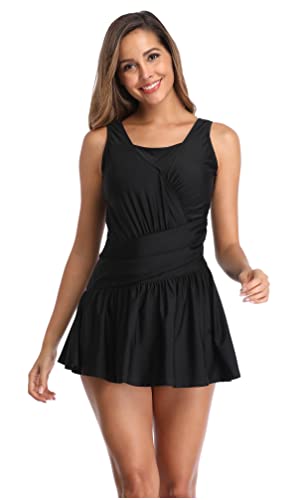 BIMEI Damen Einteiler Mastektomie Badeanzug Taschen Bademode für Silikon Gefälschte Brust Form Bauchkontrolle 909, schwarz, XXX-Large von BIMEI