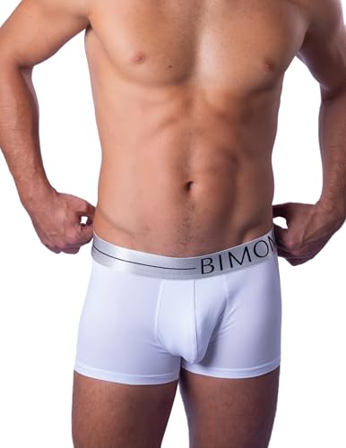 BIMONI Herren Boxershorts Baumwolle – Short Trunks Classic Line – Weiß – Größe L – Bequeme, atmungsaktive Männer Unterwäsche von BIMONI