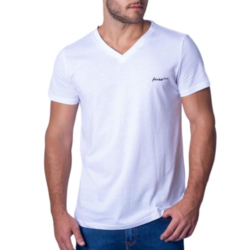 Fuse360 T-Shirt V-Ausschnitt Casual Einfarbig Classic Bekleidung Herren Unterhemd von BIMONI